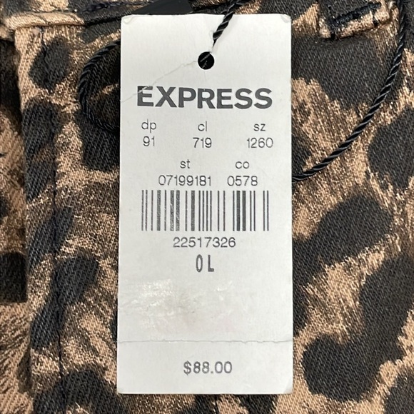 NWT Express Ankle Legging High Rise Denim Jeans Leopard Print 0L - Picture 15 of 16